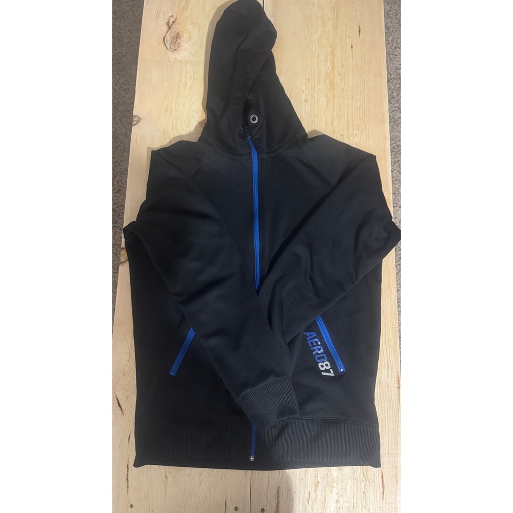 AeropostaleLarge Black Blue AERO 87 Full Zip Hooded Sweatshirt Jacket‎